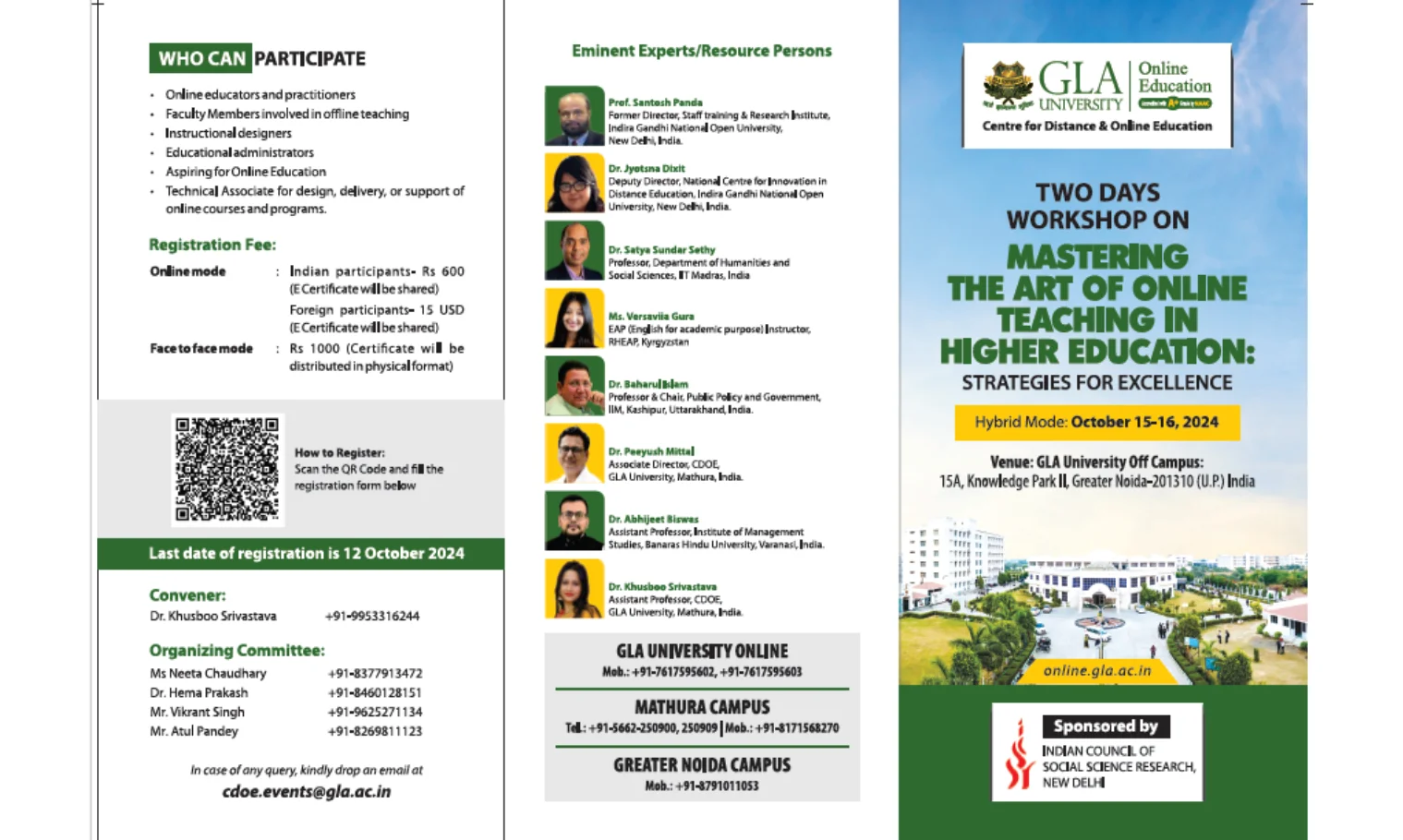 Two-Day Workshop on Mastering the Art of Online Teaching in Higher Education: Strategies for Excellence